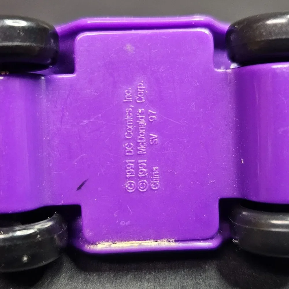 Vtg Catwoman Joker McDonald's Toy Cars, 1991 Batman Villain Purple DC Comics